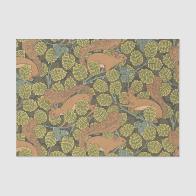 Papel De Seda Roble y ardilla de estilo Art Nouveau (Anverso)