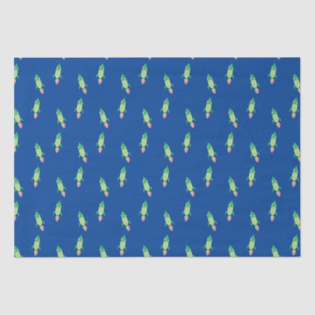 Papel De Seda Roca espacial infantil verde (Anverso)