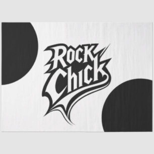 Papel De Seda Rock Chick - Tipografía Negrita en blanco y negro