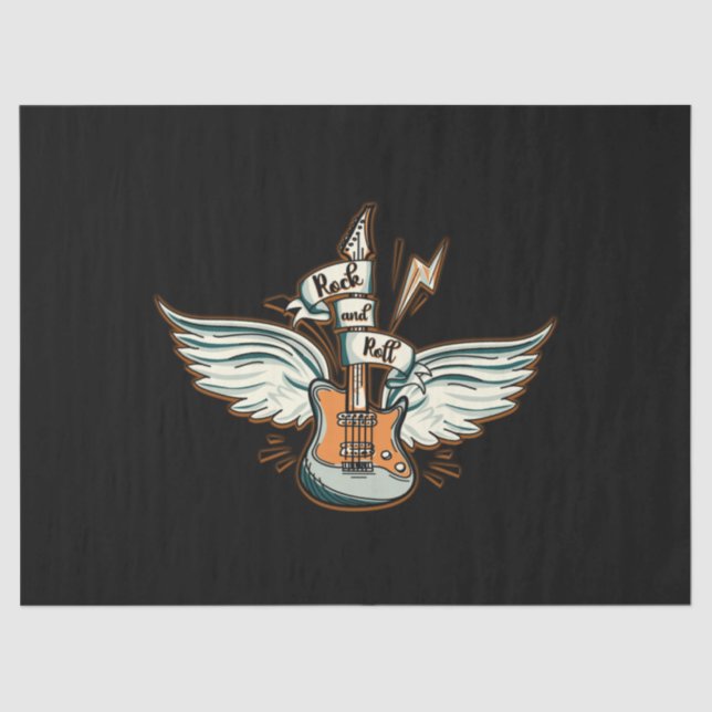 Papel De Seda Rock & Roll Guitar Wings Music (Anverso)