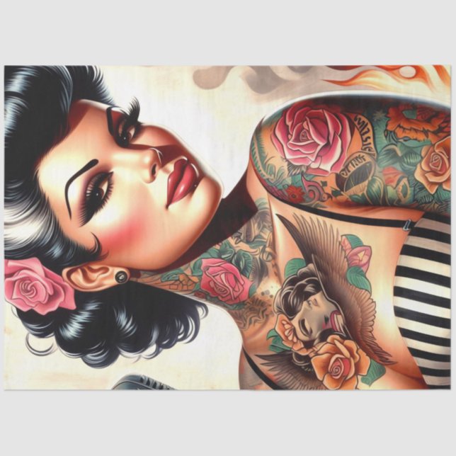Papel De Seda Rockabilly Pin-up (Anverso)