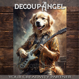 Papel De Seda Rockstar Golden Retriever - Vert. - Decoupage -