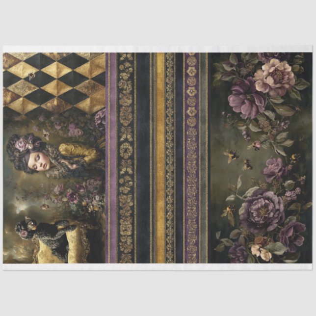 Papel De Seda Rococo Buzz, tema Abeja, Collage MixnMatch (Anverso)