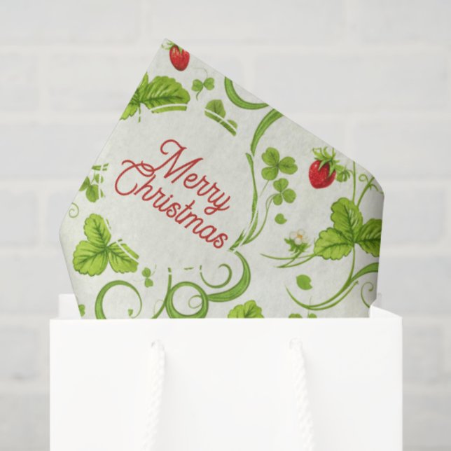 Papel De Seda Rococo Revival Wild Strawberry & Clover Custom (Bolsa de regalo)