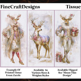 Papel De Seda Rococo Rudolf y Reno Festivo EQ3L Decoupage