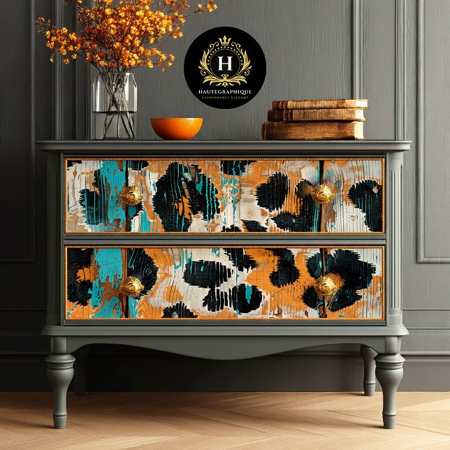 Papel De Seda Rodeo Glam Turquesa Estampado de Leopardo Decoupag (Subido por el creador)