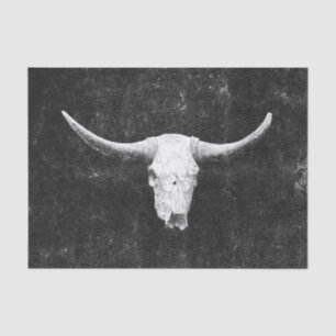 Papel De Seda Rodeo Negro Y Rústico Blanco Cráneo De Toro Occide
