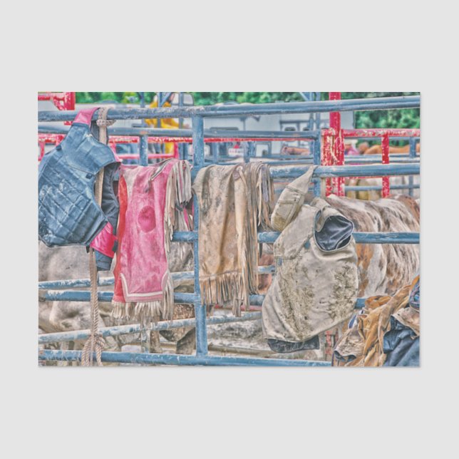 Papel De Seda Rodeo Occidental Rústico País Toro Vaca (Anverso)