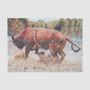Papel De Seda Rodeo Occidental Toro Vaquero Campestre Vintage Rú