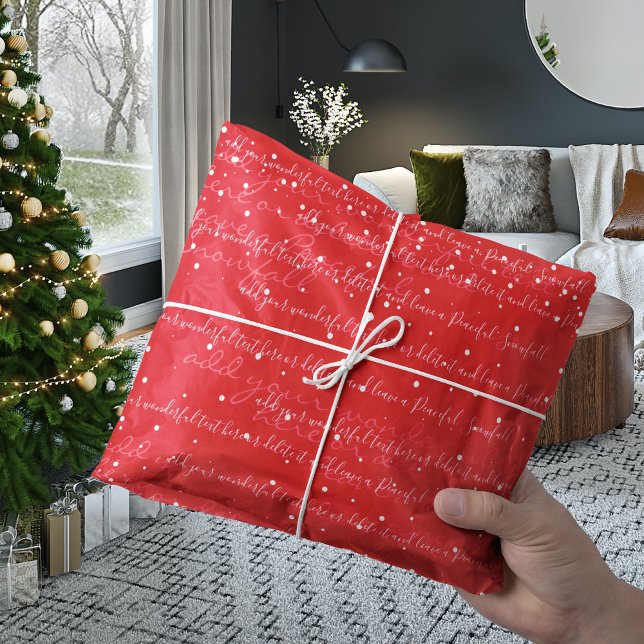 Papel De Seda Roja | Personalizado Guión Texto Navidades elegant (Subido por el creador)
