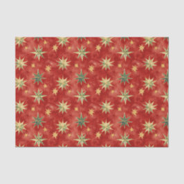 Papel De Seda Rojas Verdes Estrellas Doradas Navidad