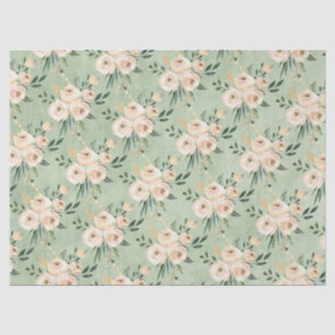 Papel De Seda Rojizo beige floral en boda verde