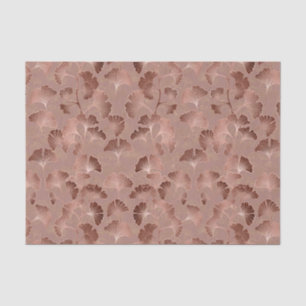 Papel De Seda Rojizo Rosa Dorado Hojas de Ginkgo Elegante Botáni