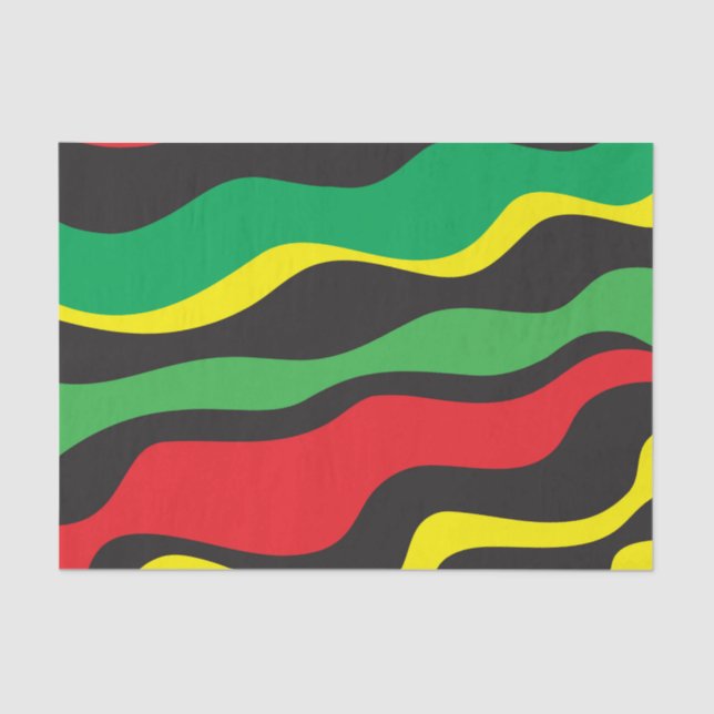 Papel De Seda Rojo Amarillo Verde Negro Ola Rasta (Anverso)