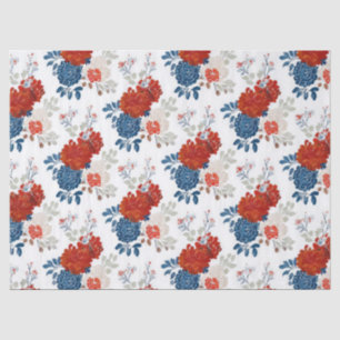 Papel De Seda Rojo Azul Blanco Floral Patriótico (4)