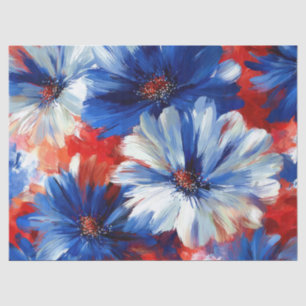 Papel De Seda Rojo Azul Blanco Floral Patriótico (6)