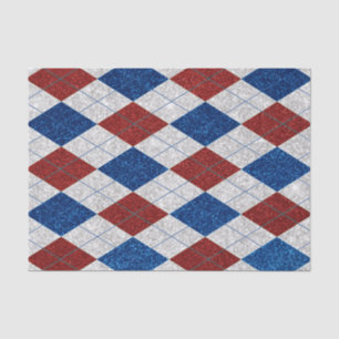 Papel De Seda Rojo, Blanco, Azul Argyle Julio 4 Purpurina