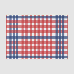 Papel De Seda Rojo blanco y azul Gingham Plaid