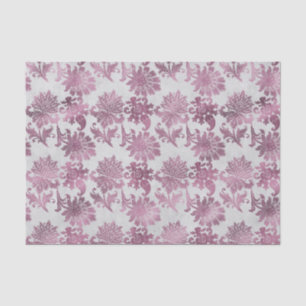 Papel De Seda Rojo Burdeos Floral Plateado