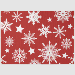 PAPEL DE SEDA ROJO CON BLANCOS DE INVIERNO BLANCO