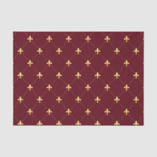Papel De Seda Rojo de vino Gold Fleur-de-Lis