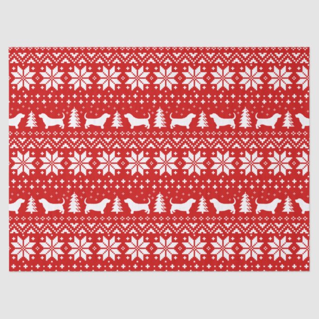 Papel De Seda Rojo del modelo del navidad de las siluetas de (Anverso)