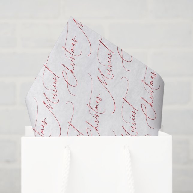 Papel De Seda Rojo Festivo Moderno Script Navidad Más Alegre (Bolsa de regalo)