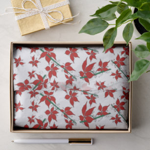 Papel De Seda rojo floral botánico de Navidad