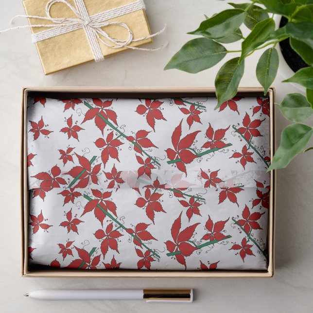 Papel De Seda rojo floral botánico de Navidad (Regalo )