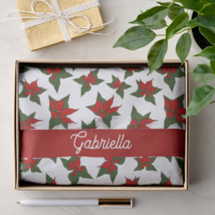 Papel De Seda rojo floral botánico nombre personalizado de Navid