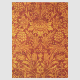 Papel De Seda Rojo Floral y Amarillo Dorado Wm Morris