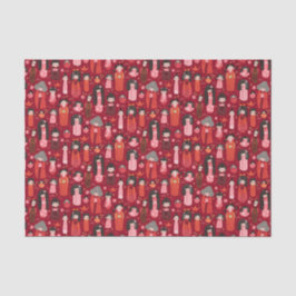 Papel De Seda Rojo kokeshi japonés ilustrado con tiesto