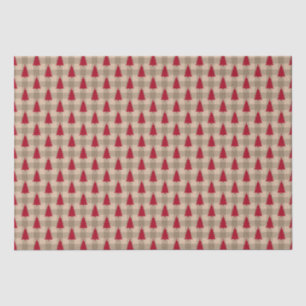 Papel De Seda Rojo Marrón Beige Cuadro Búfalo Rústico Navidad