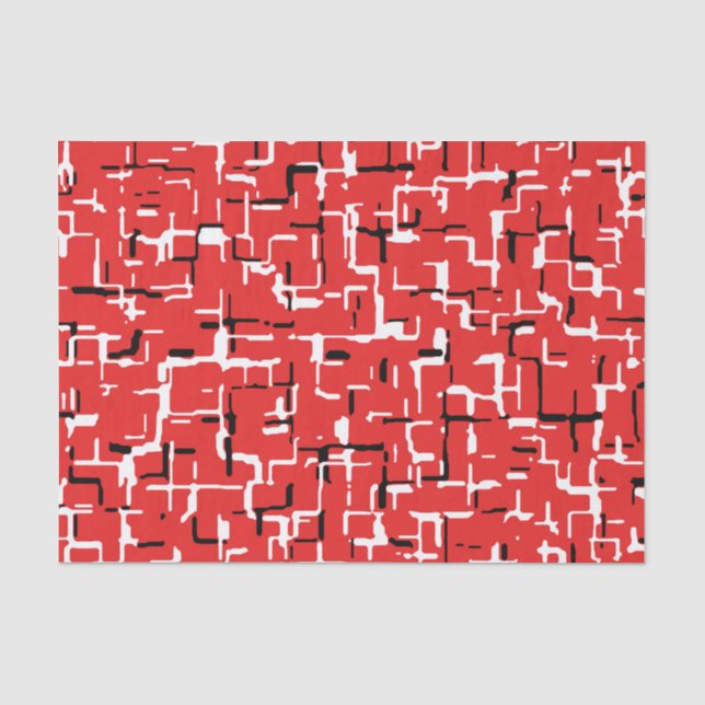 Papel De Seda Rojo Negro Blanco Patrón Cool (Anverso)