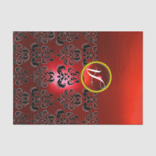 Papel De Seda ROJO NEGRO DAMASCA GEMSTONE MONOGRAM Floral