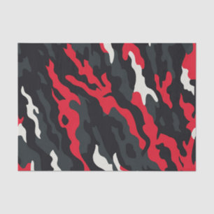 Papel De Seda Rojo Negro Gris Blanco Patrón de Camuflaje Camo