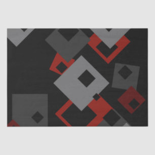 Papel De Seda Rojo negro y geométrico gris