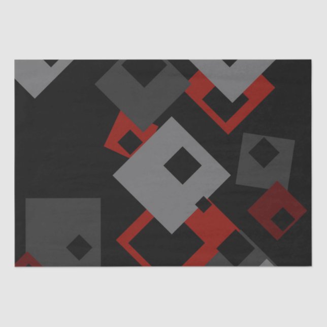 Papel De Seda Rojo negro y geométrico gris (Anverso)