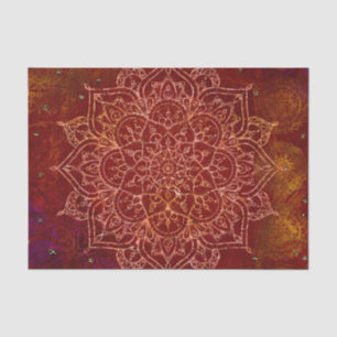 Papel De Seda Rojo Óxido Mandala Oro Glam Moderno Chic