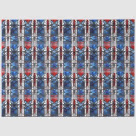 Papel De Seda Rojo Patriótico Azul Vidrio Emplomado