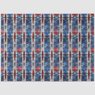 Papel De Seda Rojo Patriótico Azul Vidrio Emplomado 