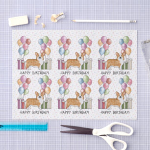 Papel De Seda Rojo Pembroke Welsh Corgi Cumpleaños Colorido Feli