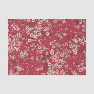 Papel De Seda Rojo suave rosa Ditsy Pastel Boho 70s Vintage Flor