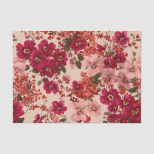 Papel De Seda Rojo suave rosa Ditsy Pastel Boho 70s Vintage Flor