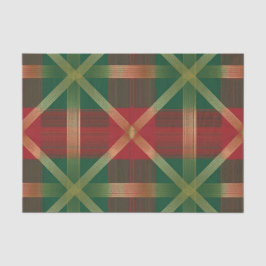 PAPEL DE SEDA ROJO VERDE DORADO PATRÓN DE CUADROS NAVIDEÑOS