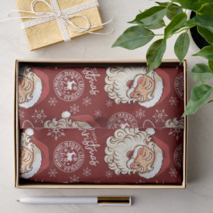 Papel de seda rojo vintage de Santa Claus Polo Nor