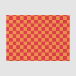 Papel De Seda Rojo y anaranjado a cuadros