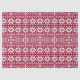 Papel De Seda Rojo y Blanco Copo de Nieve y Floral Fair Isle Nav