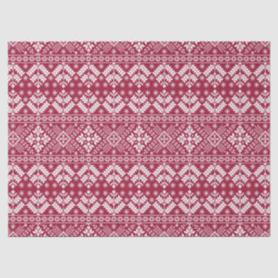 Papel De Seda Rojo y Blanco Copo de Nieve y Floral Fair Isle Nav