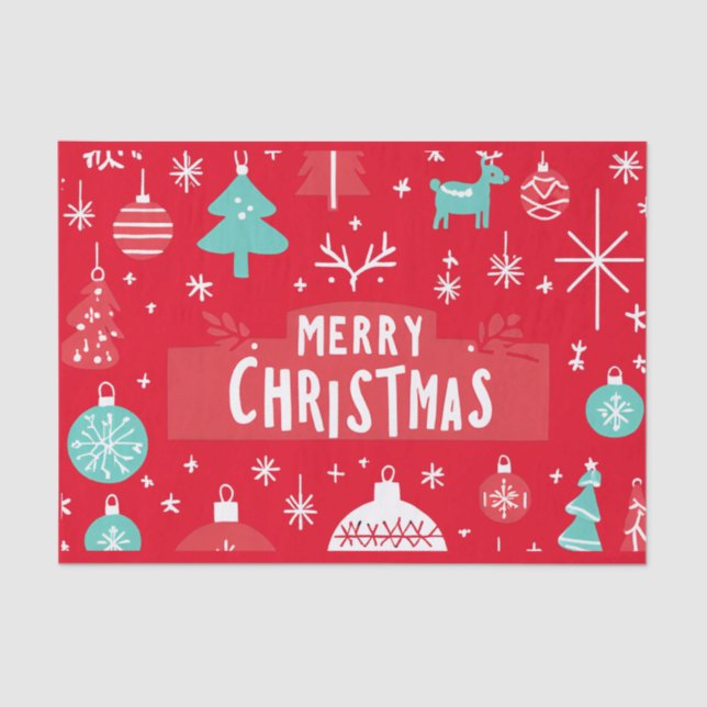 Papel De Seda Rojo y blanco Feliz Navidad  (Anverso)